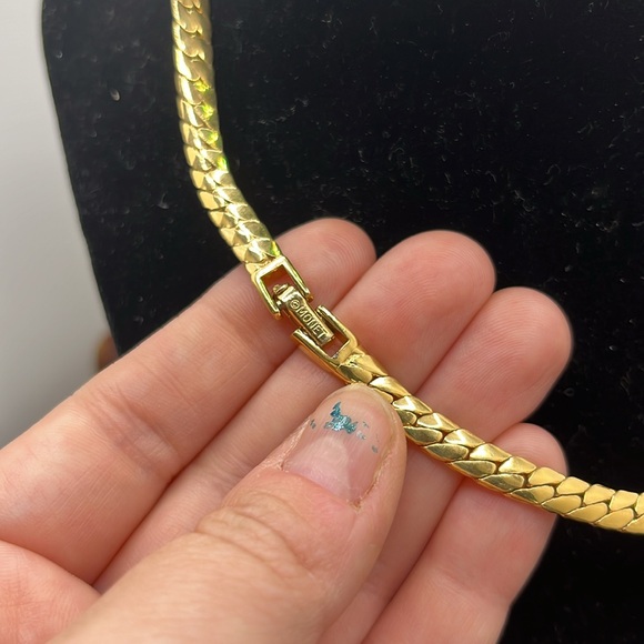 Detailed Vintage Goldtoned Choker Braided Chain Necklace Duo Monet and Unmarked - Picture 6 of 6